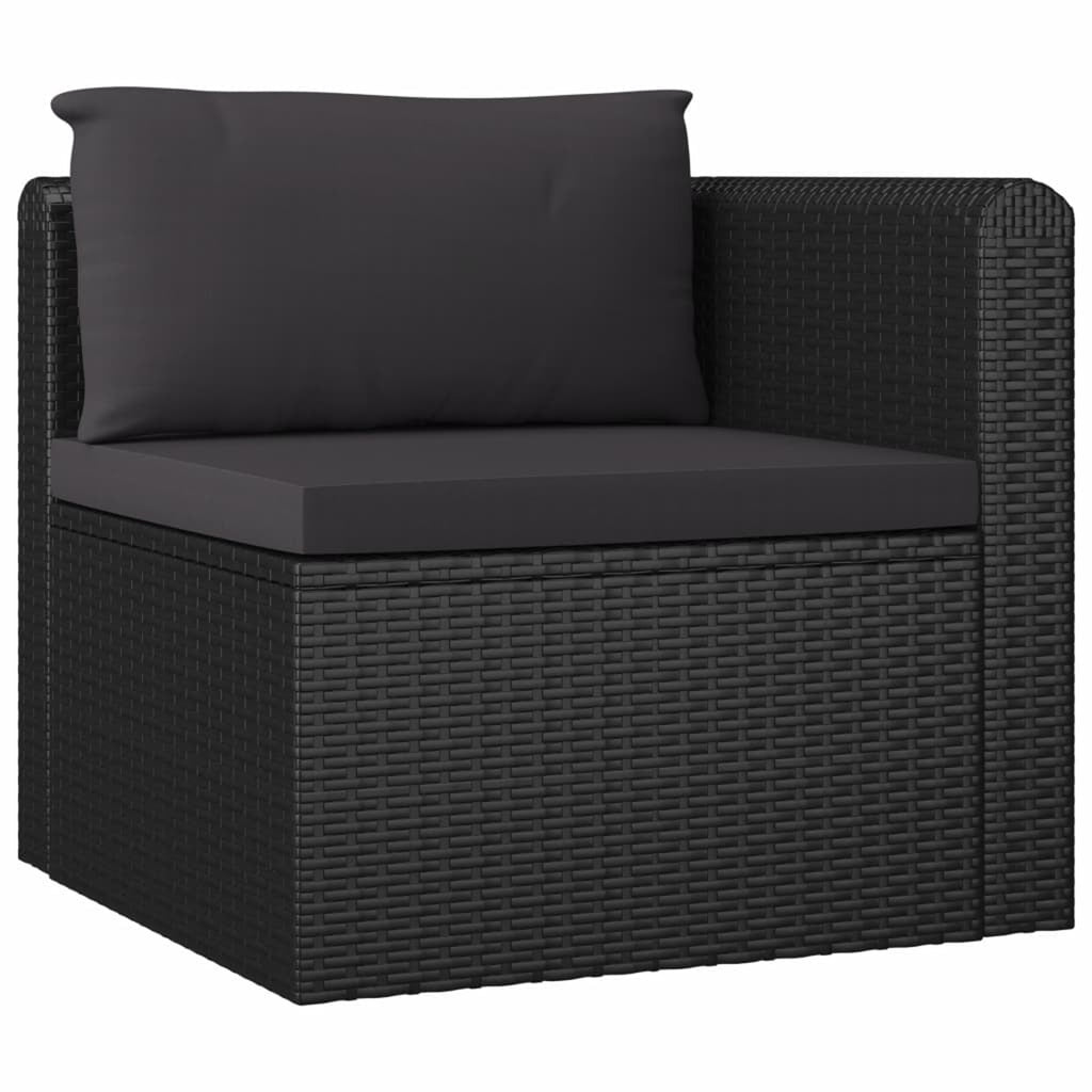 4 Piece Poly Rattan Patio Sofa Set with Cushions Black D647438