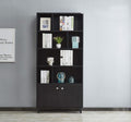 Black 68 Tall Wooden Bookcase with 2 Doors and 7 Compartments J9305