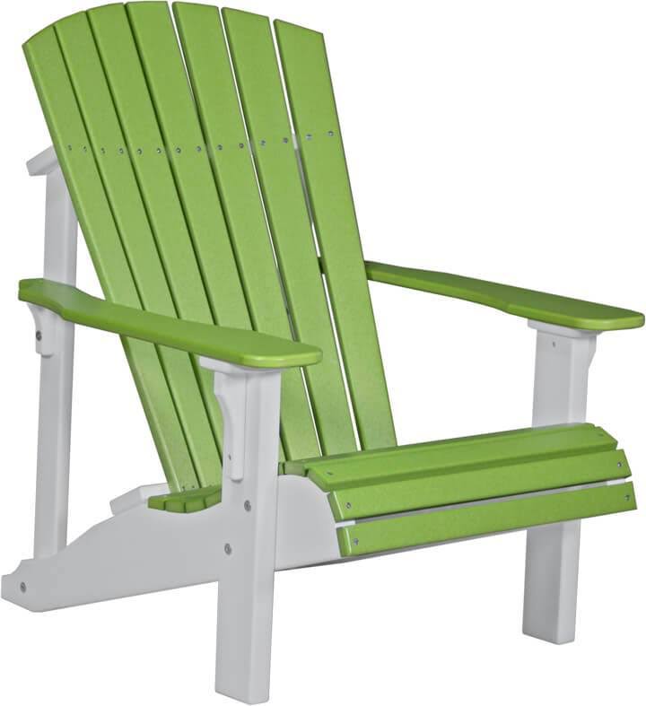 Lime Green on White Recycled Plastic Adirondack Chair R190