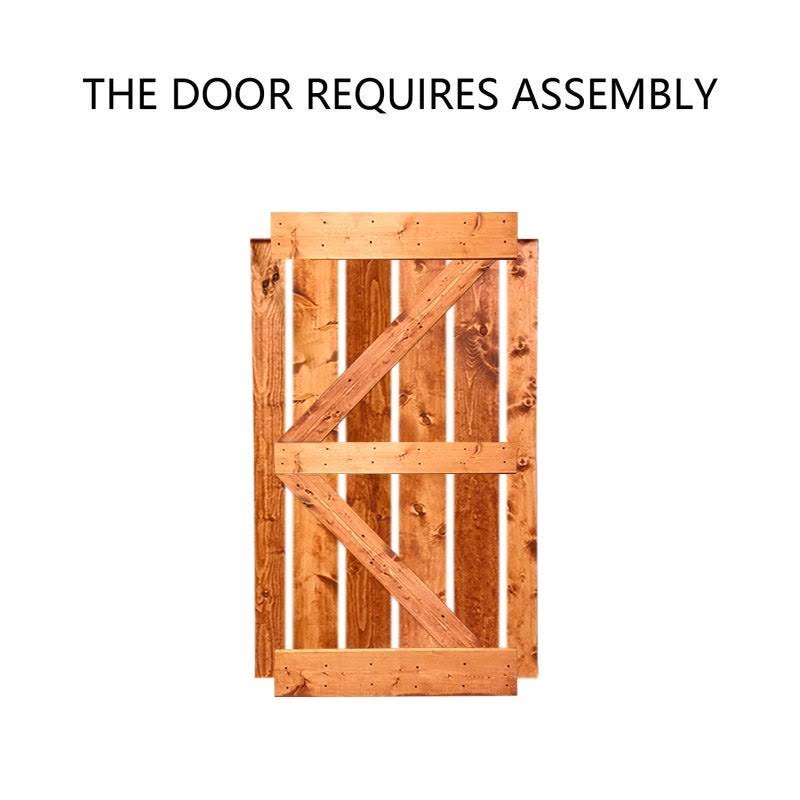 White Stained Solid Pine Wood Interior Double Sliding Barn Door with Hardware Kit X9798