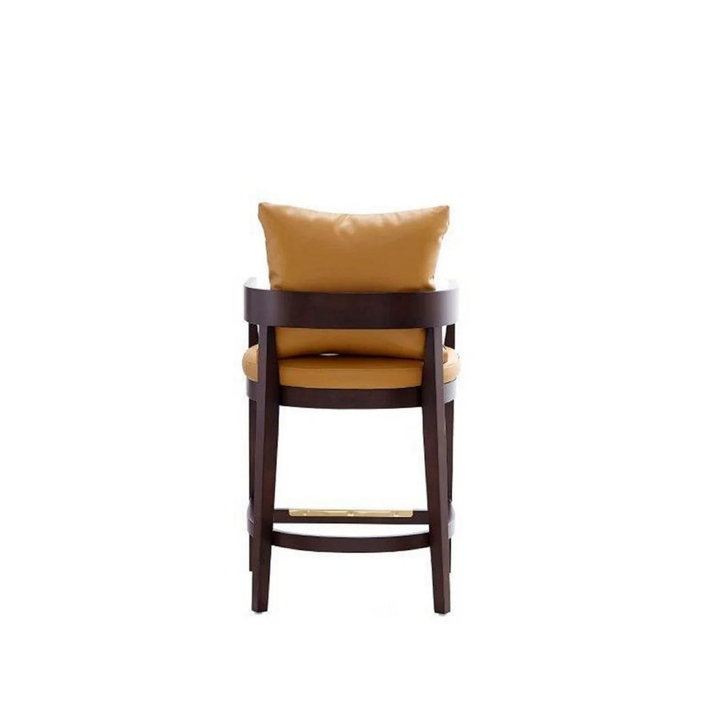 Camel and Dark Walnut Beech Wood Counter Height Bar Stool O340