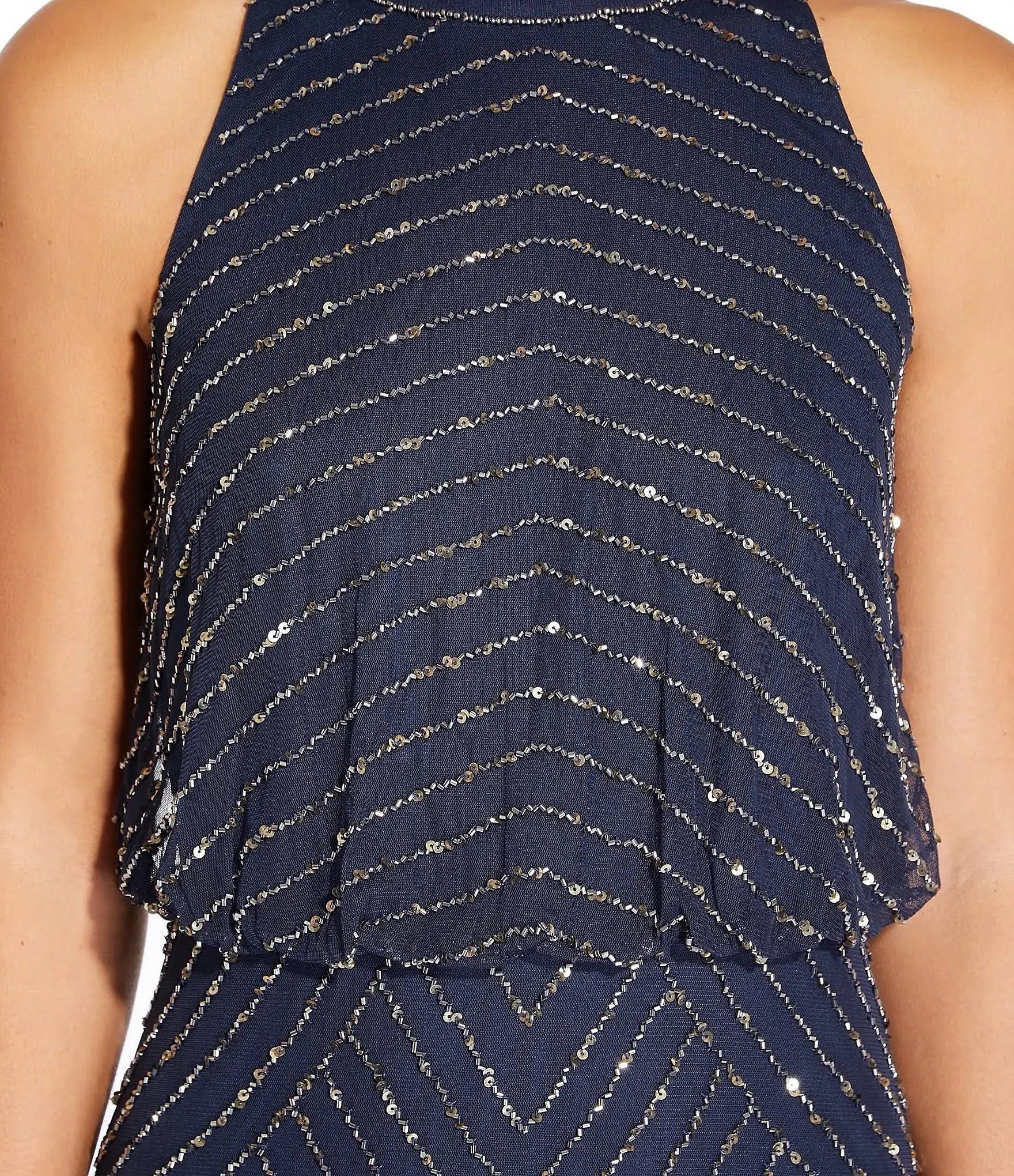Beaded Keyhole Back Halter Gown E342231