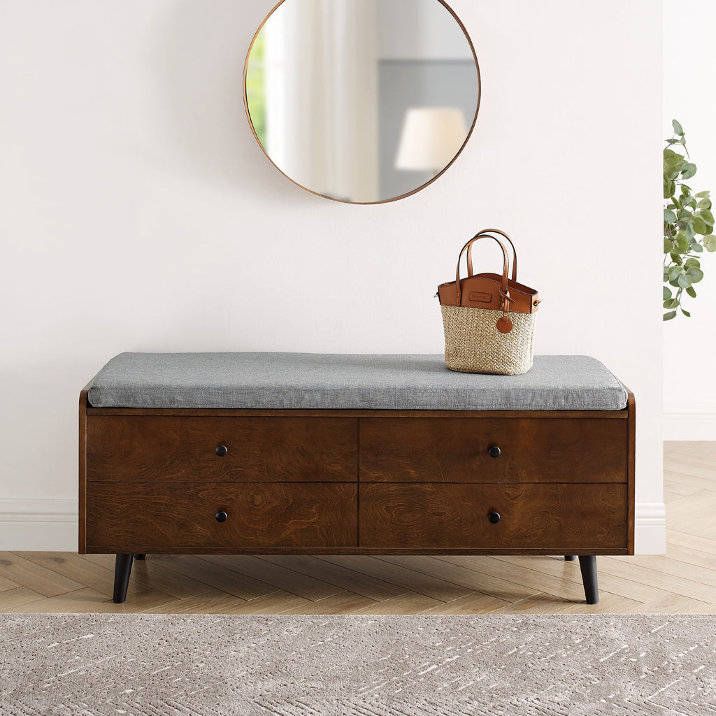 Lift Top Dark Walnut Storage Bench Y492
