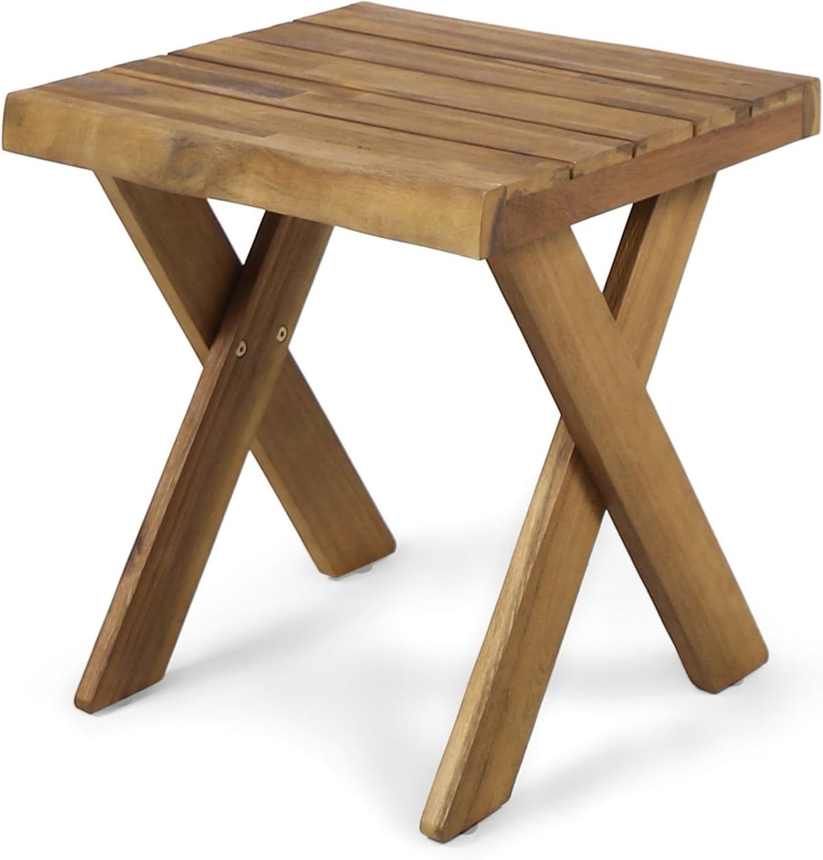 Acacia Wood Side Table, Sandblast Teak Finish, Pack of 2 V15352