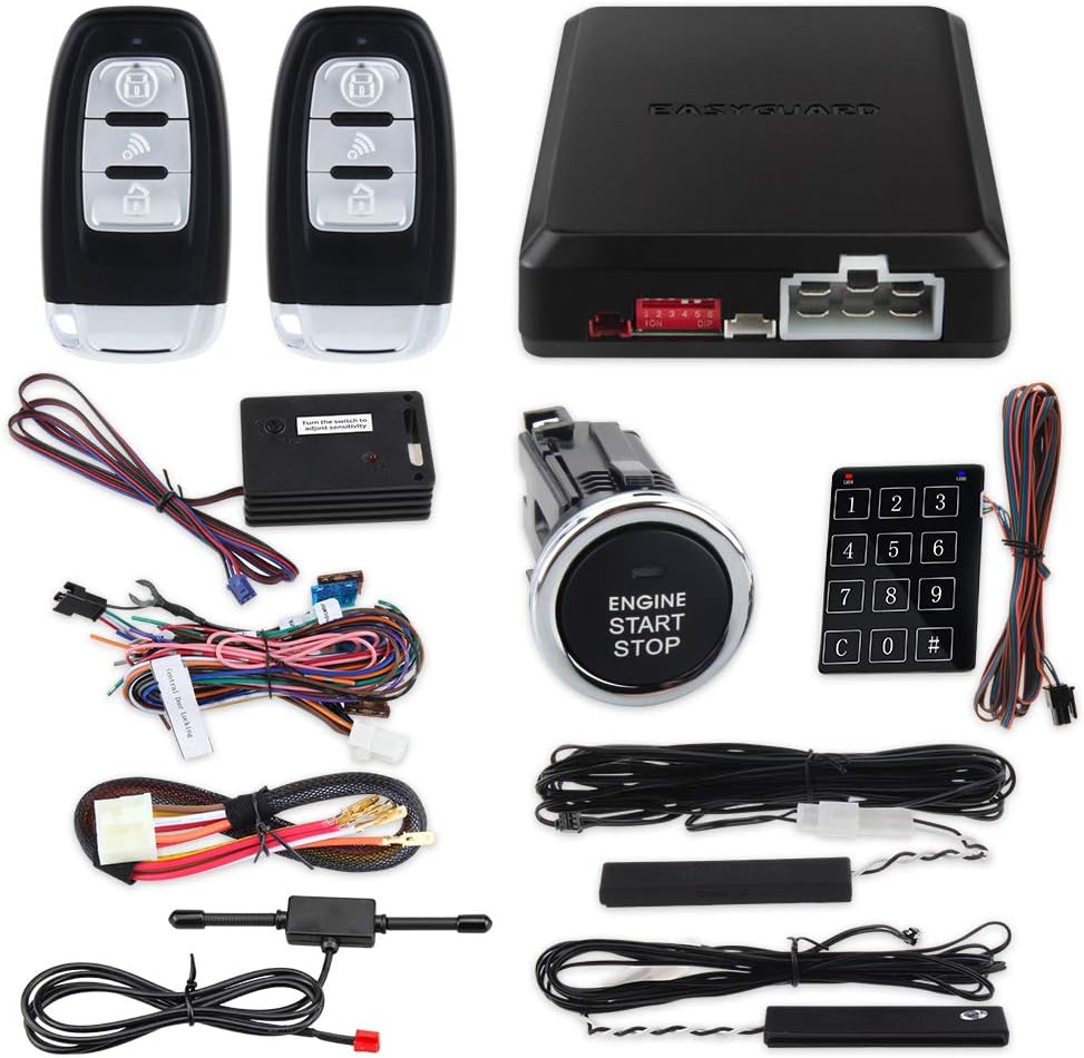 Rolling Code Car Alarm System with Passive Keyless Entry Push Start Stop Button O325556