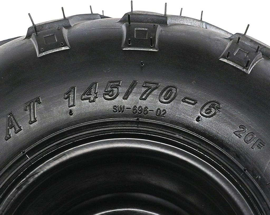 145/70-6 Tire with Rim Wheel for ATV Go Kart UTV Quad, Black Hub Y544123