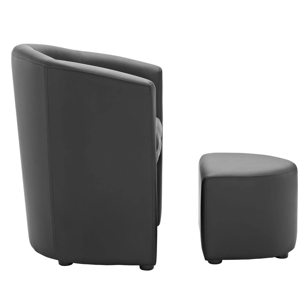 Black Faux Leather Armchair and Ottoman A8149