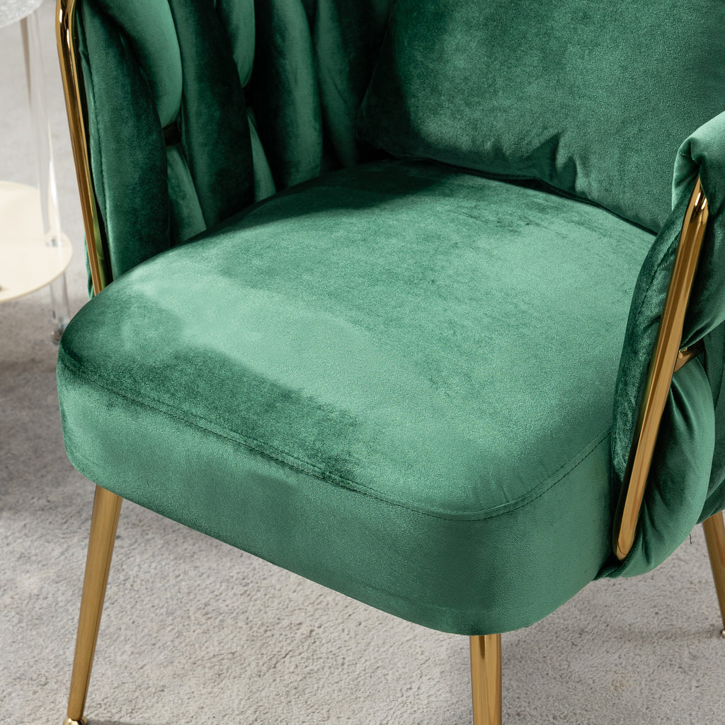 Green Velvet Accent Chair with Pillow O9999