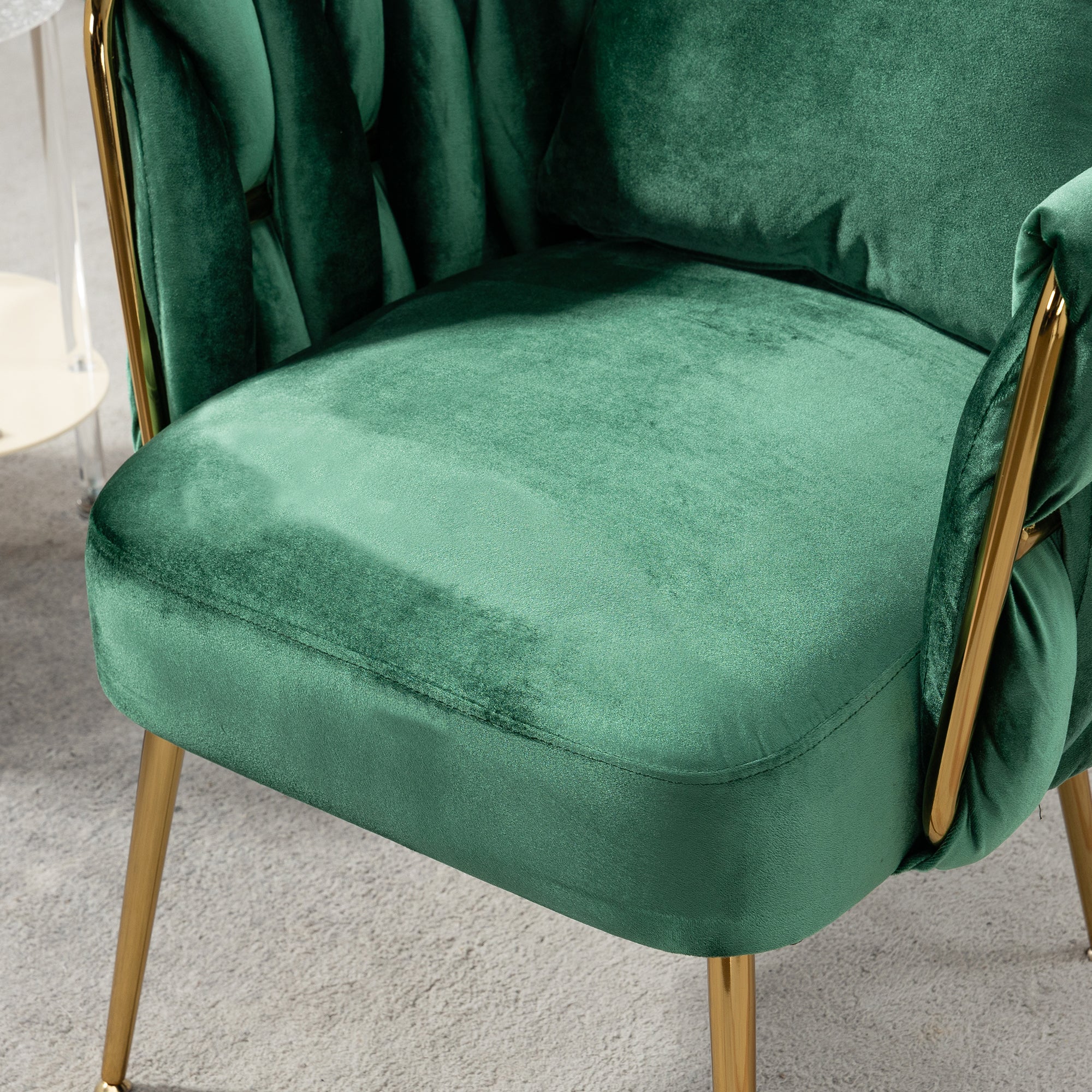 Green Velvet Accent Chair with Pillow O9999