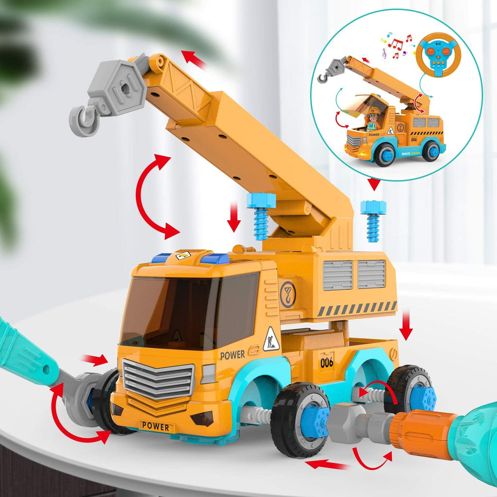 Take Apart Car STEM Toy Building Set with Electric Toy Drill and Remote Control Construction Vehicle Y49354
