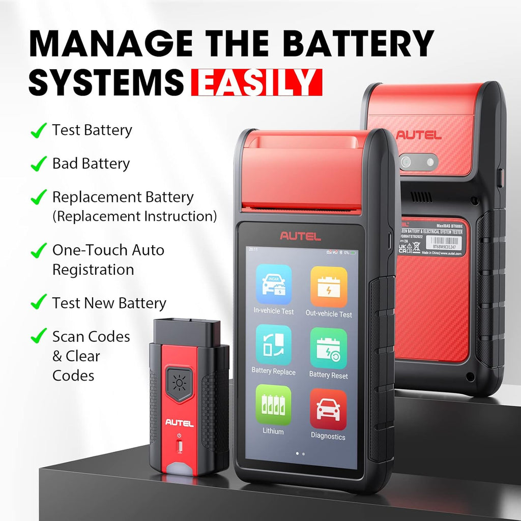 12V 100-3000 CCA Battery Tester with Cranking & Charging Systems Analyzer T56406