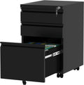White 3-Drawer Mobile Metal File Cabinet with Lock B331