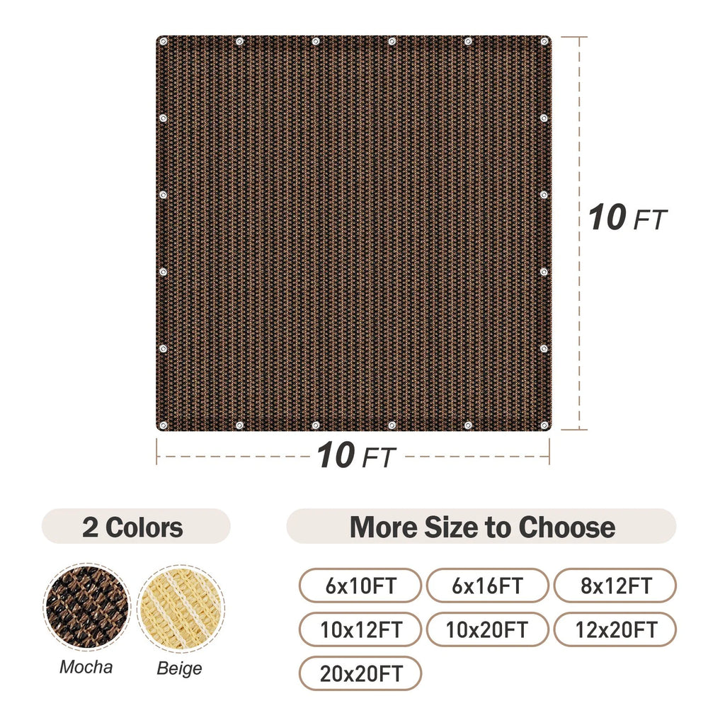 10 x 10 FT Mocha Shade Cloth Tarp C514449