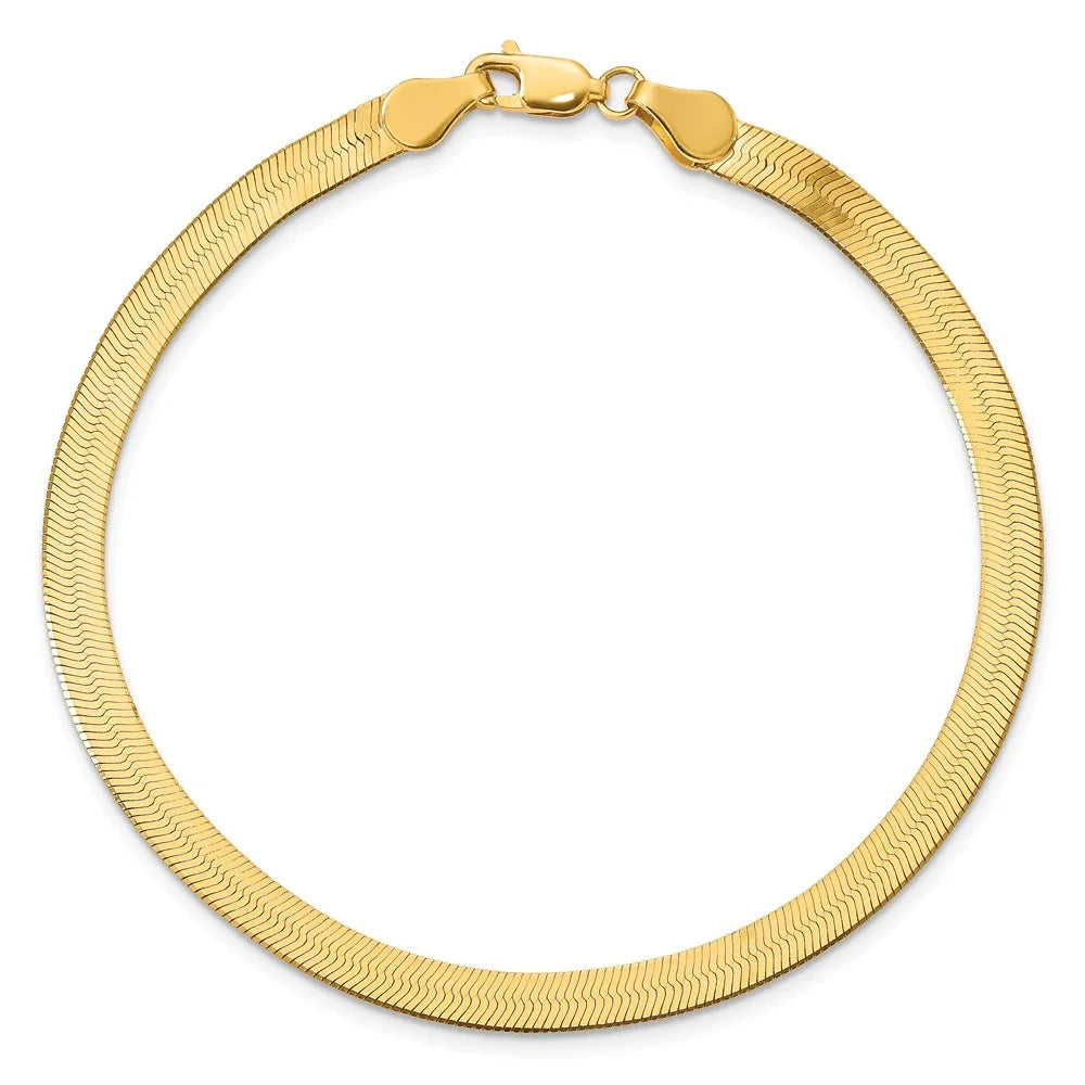 14kt Yellow Gold 4mm Herringbone Chain Bracelet 8 inch Y116