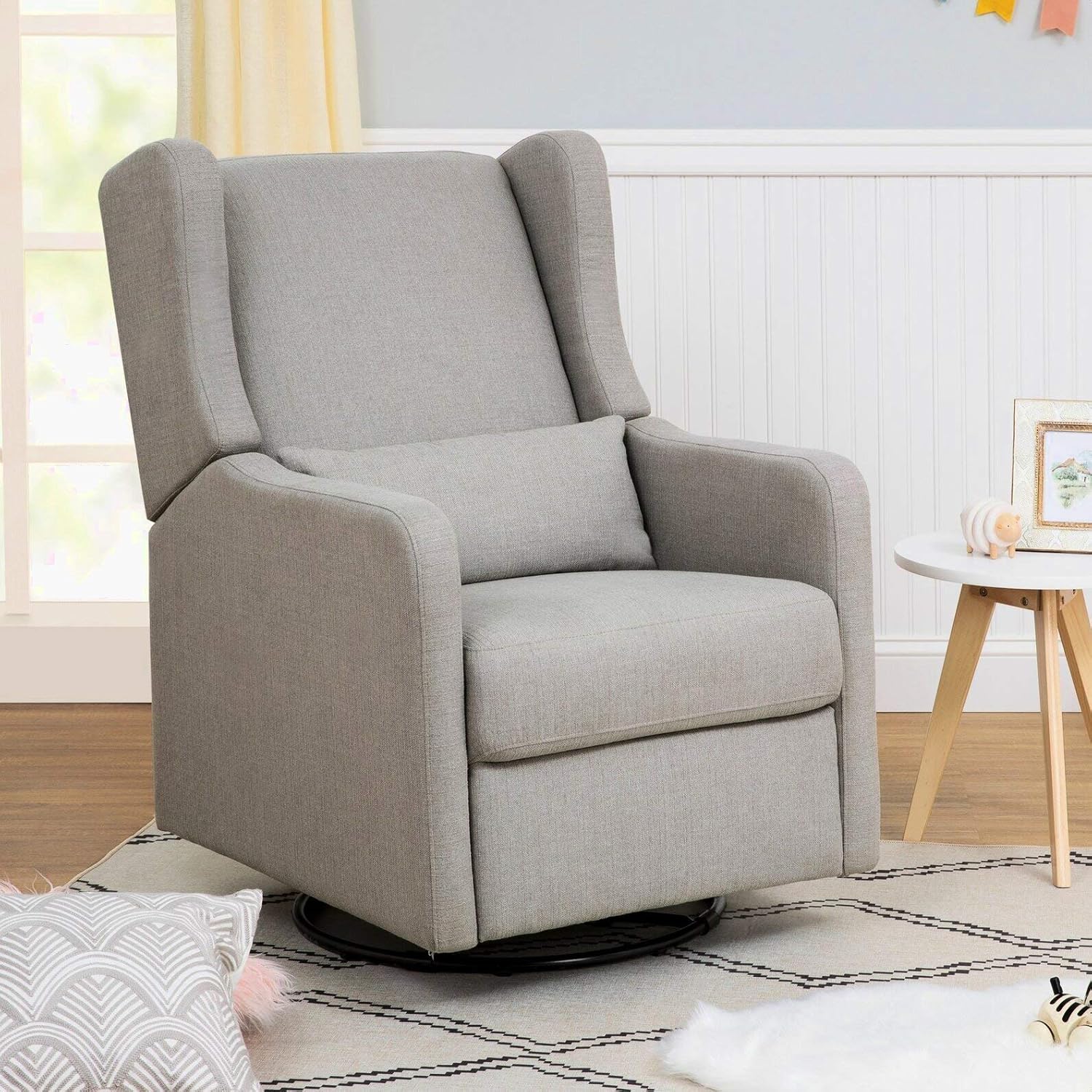 Reclining Glider, 300 lb Weight Capacity, Polyester Charcoal D918527
