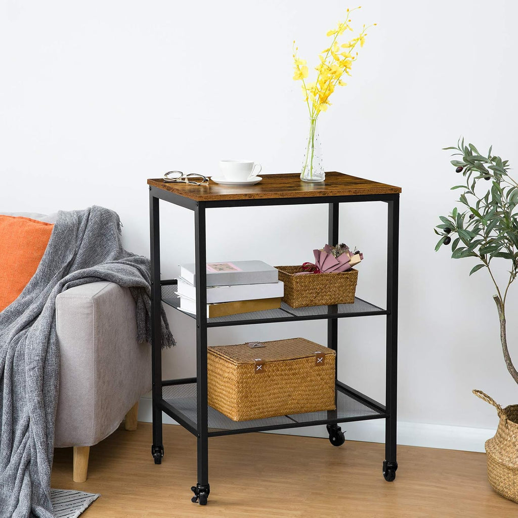 3-Tier Utility Cart on Wheels with Adjustable Feet J6844
