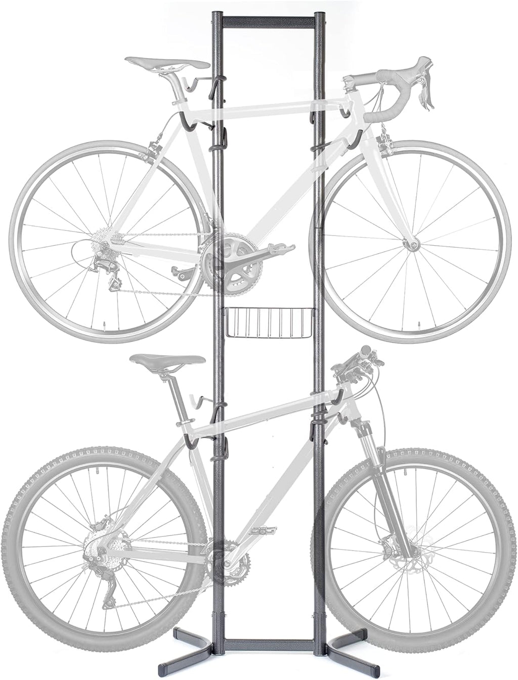 4 Bike Rack Garage - Bike Storage Rack with Basket - Vertical Bike Rack - Freestanding Wall Bike Rack Holds Up to 160 lbs B253917