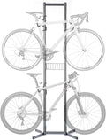 4 Bike Rack Garage - Bike Storage Rack with Basket - Vertical Bike Rack - Freestanding Wall Bike Rack Holds Up to 160 lbs B253917