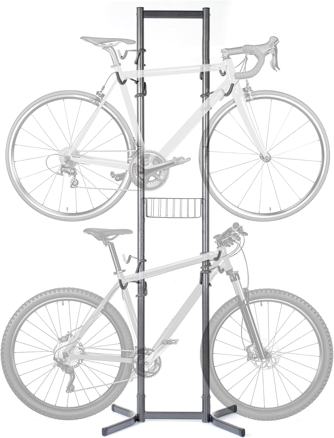 4 Bike Rack Garage - Bike Storage Rack with Basket - Vertical Bike Rack - Freestanding Wall Bike Rack Holds Up to 160 lbs B253917