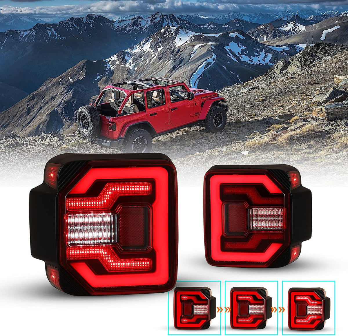 Smoked Lens LED Tail Light Assembly for Jeep Wrangler JL T304
