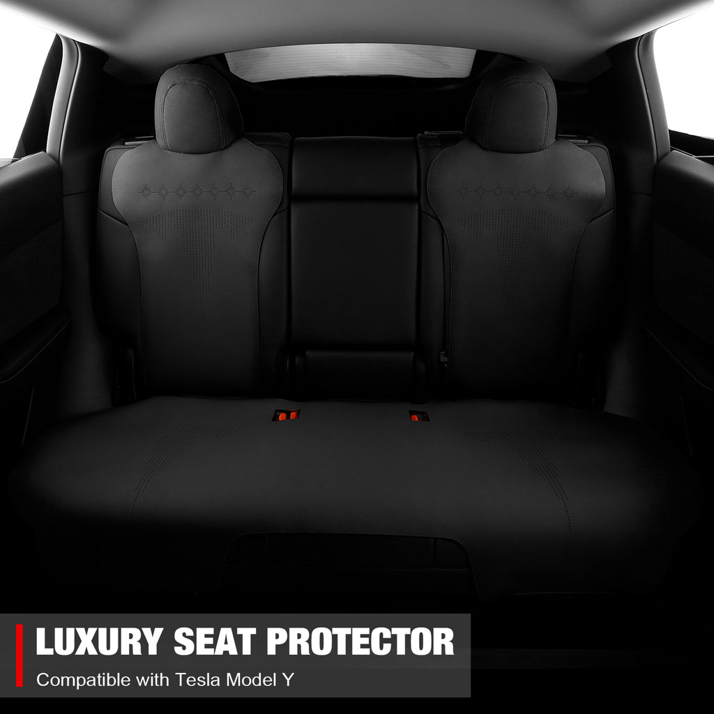 Black Suede Leather Seat Cover Cushion Protectors W322385
