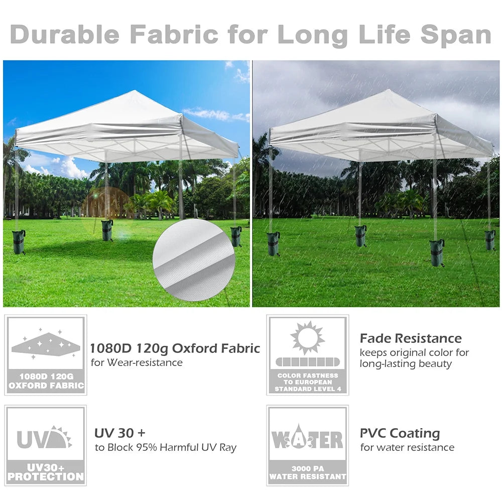 10 x 10 Ft Pop Up Canopy Top Replacement with 4 Set Sand Bags S6586