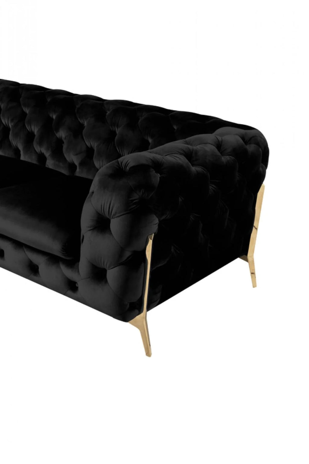 Black Velvet Tufted Sofa Y335584