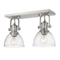 2-Light Semi-Flush Mount with Seeded Glass Pewter D5616