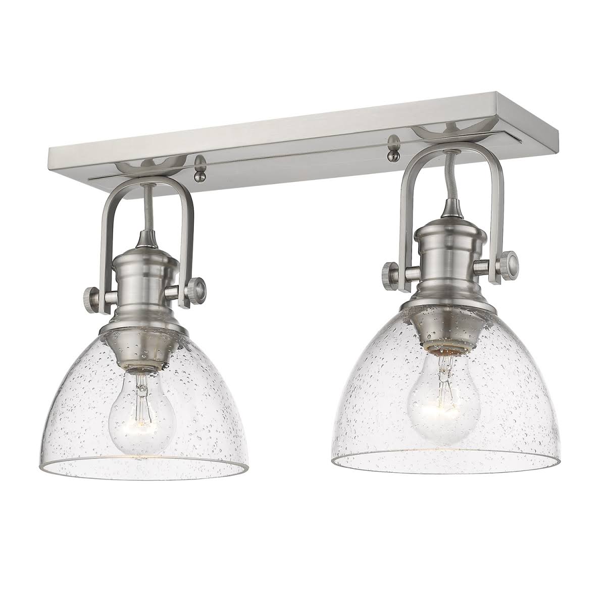 2-Light Semi-Flush Mount with Seeded Glass Pewter D5616