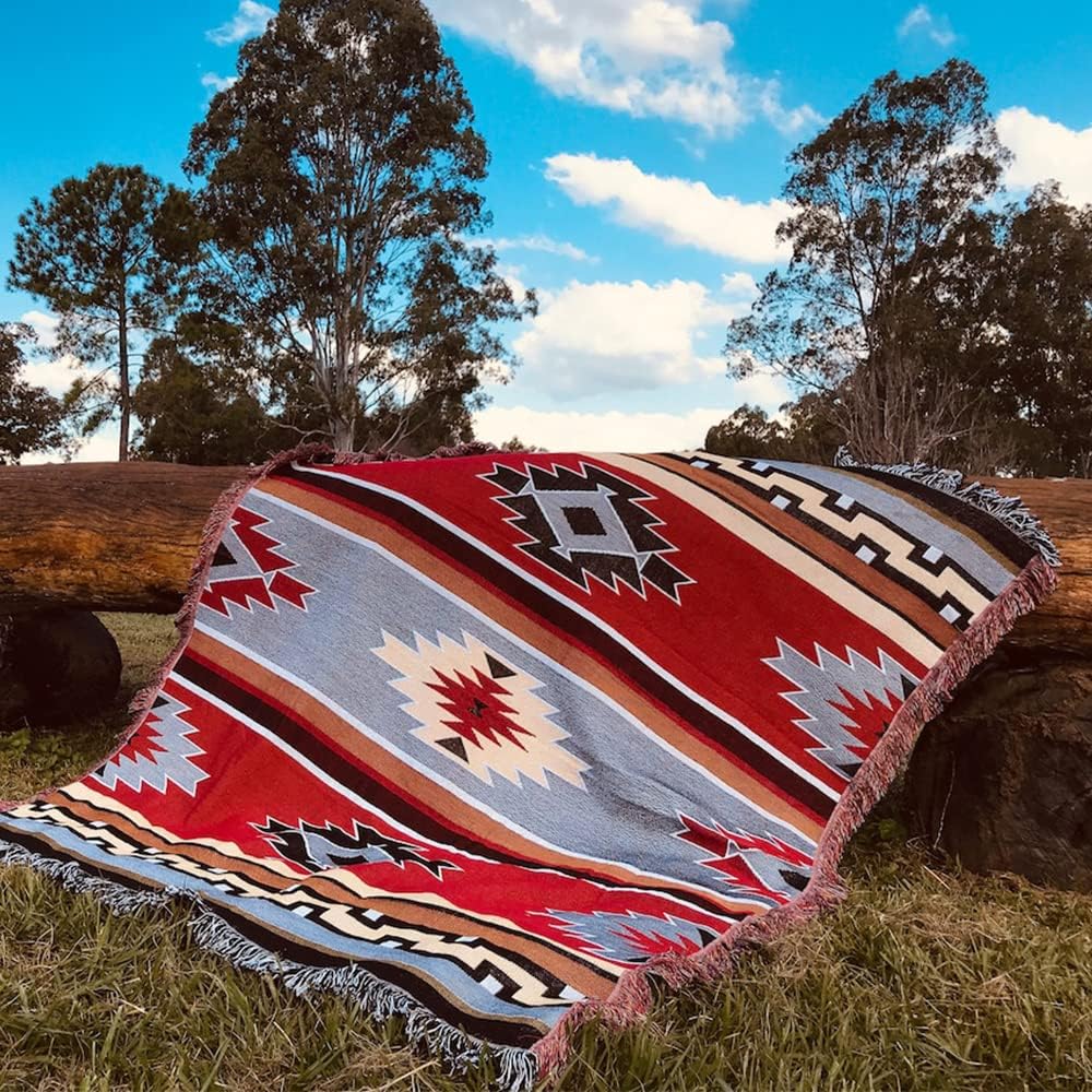 White Reversible Woven Tassels Throw Blanket O463