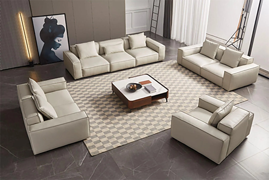 Modern Light Gray Full Leather Sofa B340642