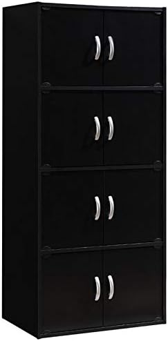 4 Shelf 8 Door Bookcase in Black B7212