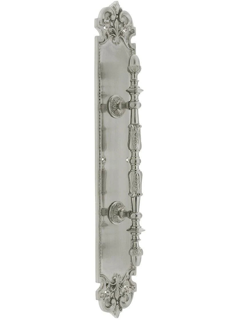 Satin Nickel Fleur De Lis Pull Plate 3in x 18in Z520