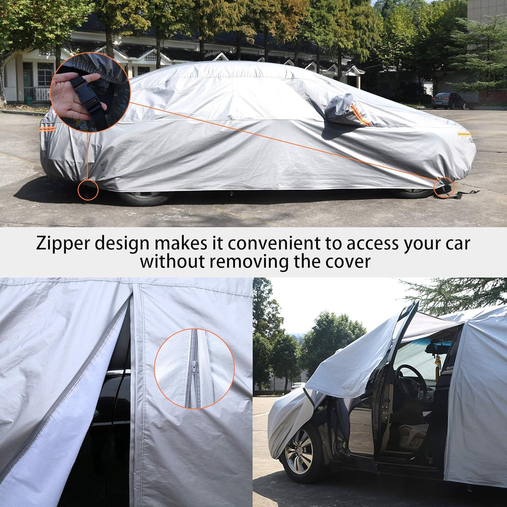 Waterproof All Weather Outdoor Car Cover with Zipper X76213