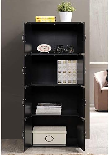 4 Shelf 8 Door Bookcase in Black B7212