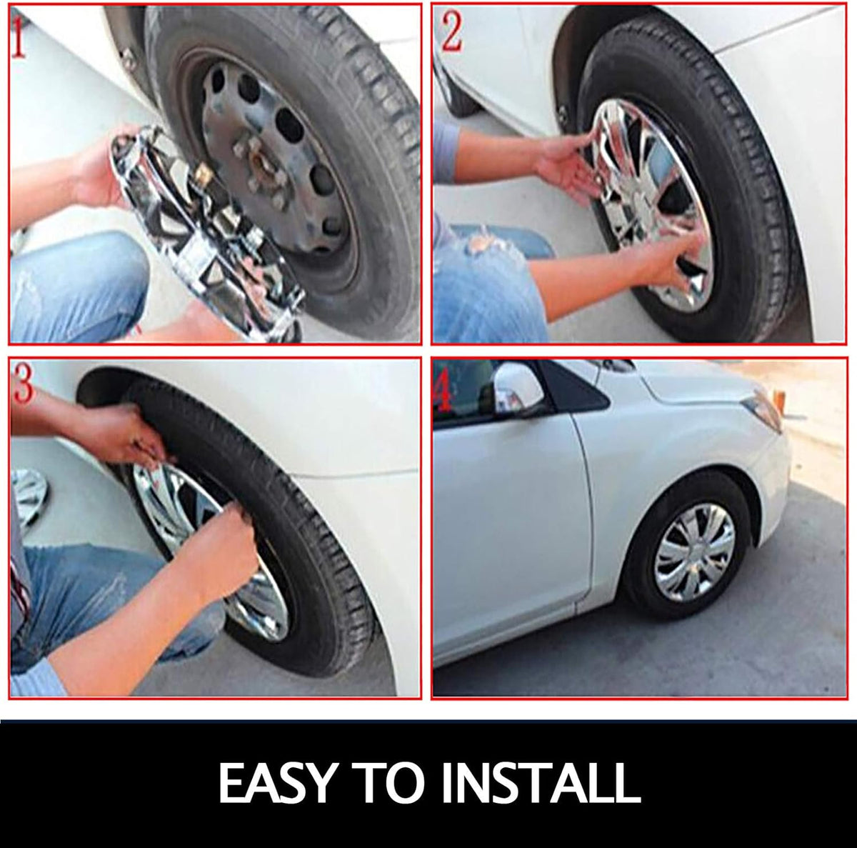 Stainless Steel 19.5 Inch 10 Lug Wheel Simulator 4PCS Hubcap Kit W3216