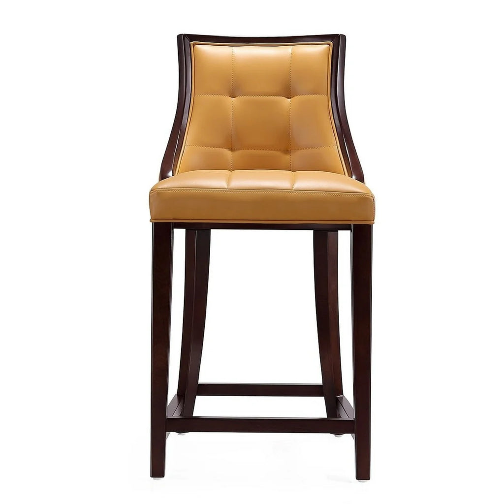 Camel and Dark Walnut Beech Wood Counter Height Bar Stool G345