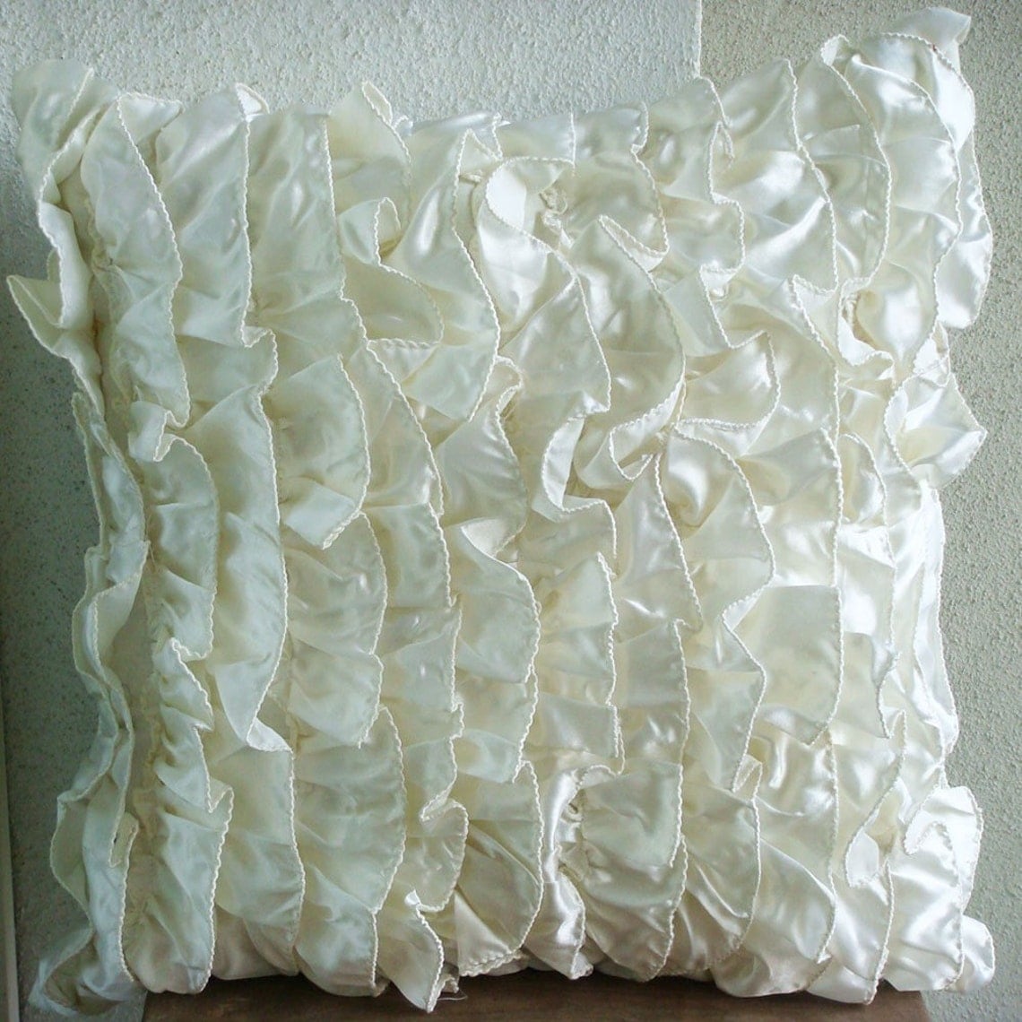 Ivory Square Satin Throw Pillow Cover Pack of 2 18x18 inch U9281