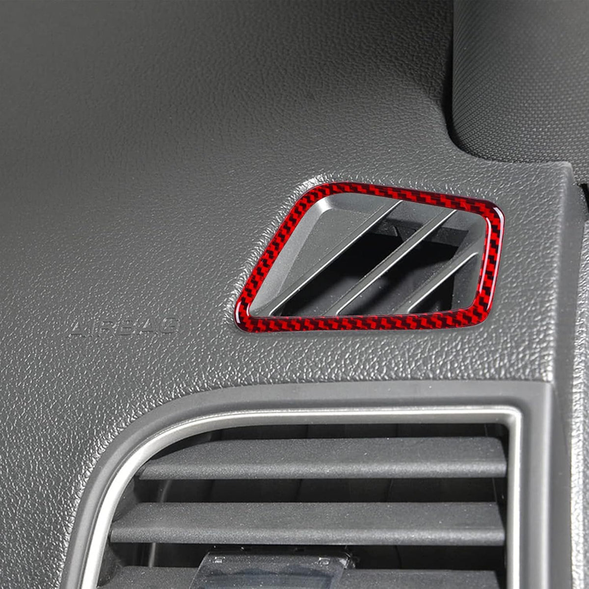 Carbon Fiber Interior Dashboard Air Vent Trims Decoration Sticker (Red) Pack of 2 P507921