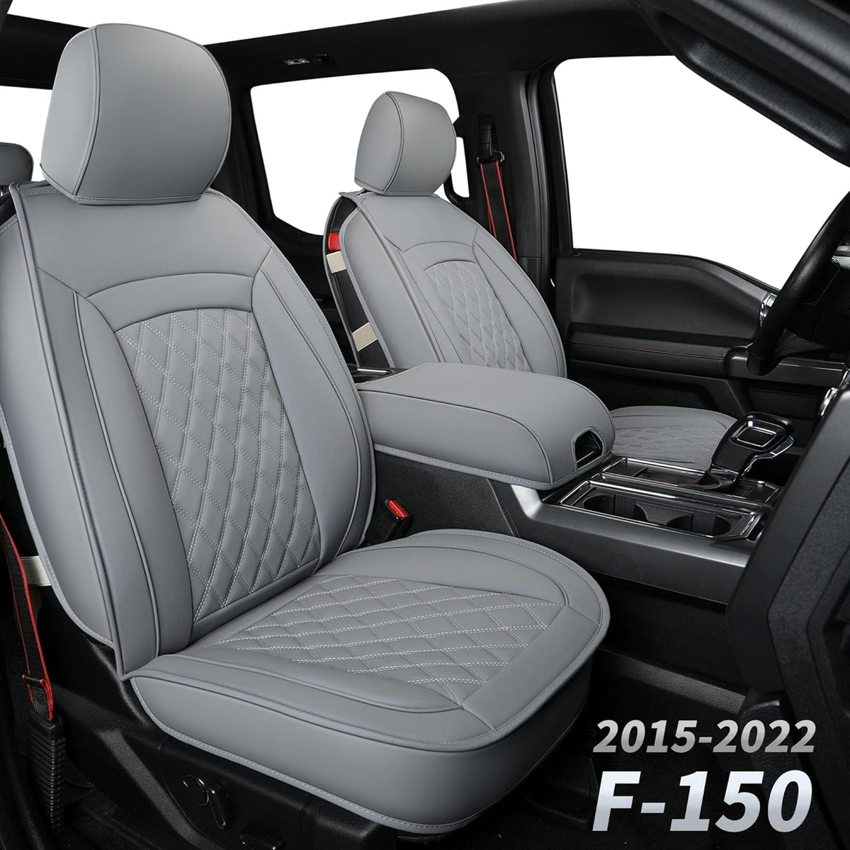 Black & Red Waterproof Faux Leather Seat Covers Full Set V31013