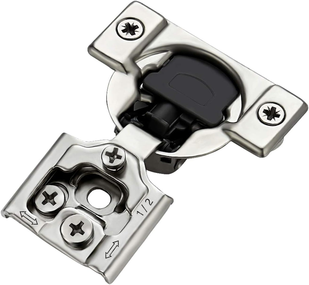 12 Pack 6 Pairs 1/2 inch Overlay Soft Close Satin Nickel Stainless Steel Concealed Hinges D45421