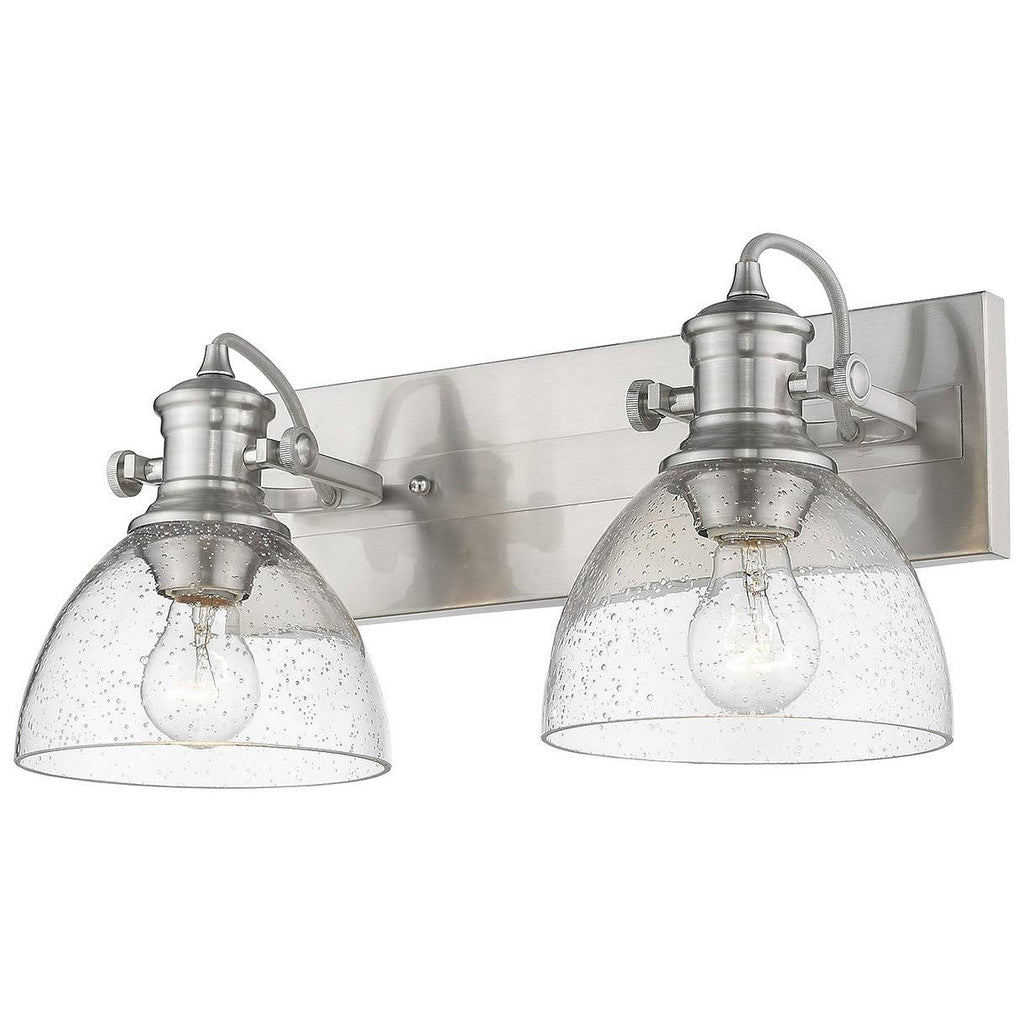 2-Light Semi-Flush Mount with Seeded Glass Pewter D5616