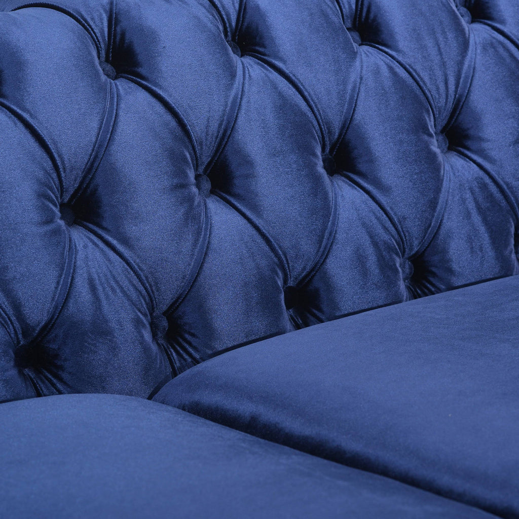 Midnight Blue Velvet Tufted 3 Seater Sofa T195815
