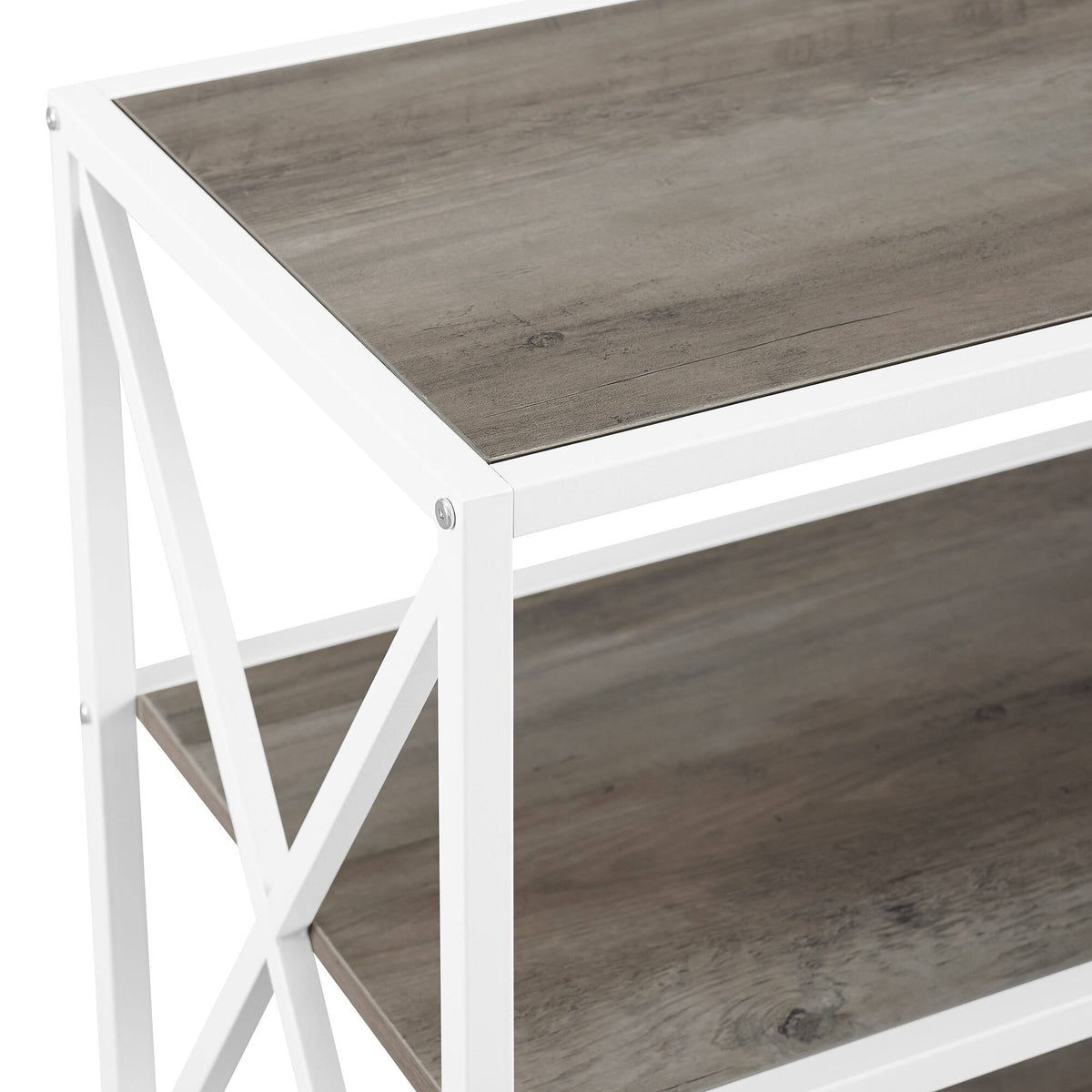 X-Frame 60x22 Wide 2 Shelf Laminate Shelving Unit Slate Gray / Black Y694