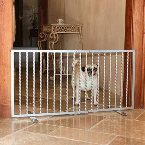 White Wrought Iron Freestanding Pet Gate B744079