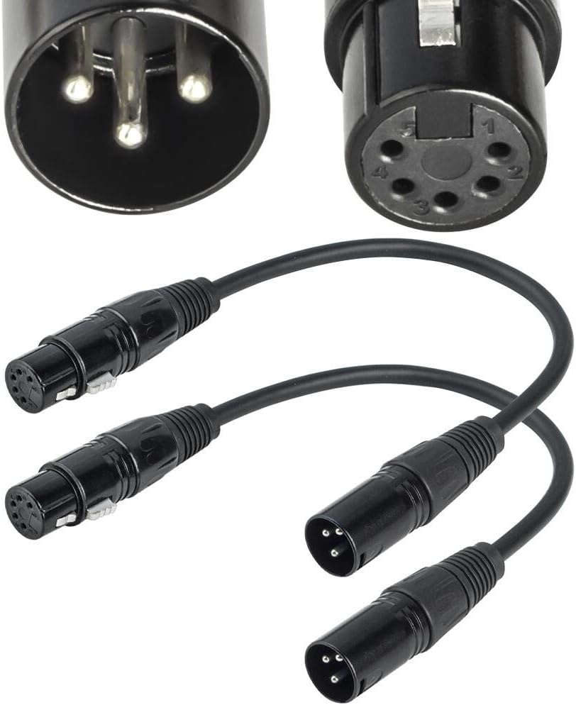 DMX Lighting Cable 5 Pin Male to Female, 1.5M/5FT, Pack of 2 W902