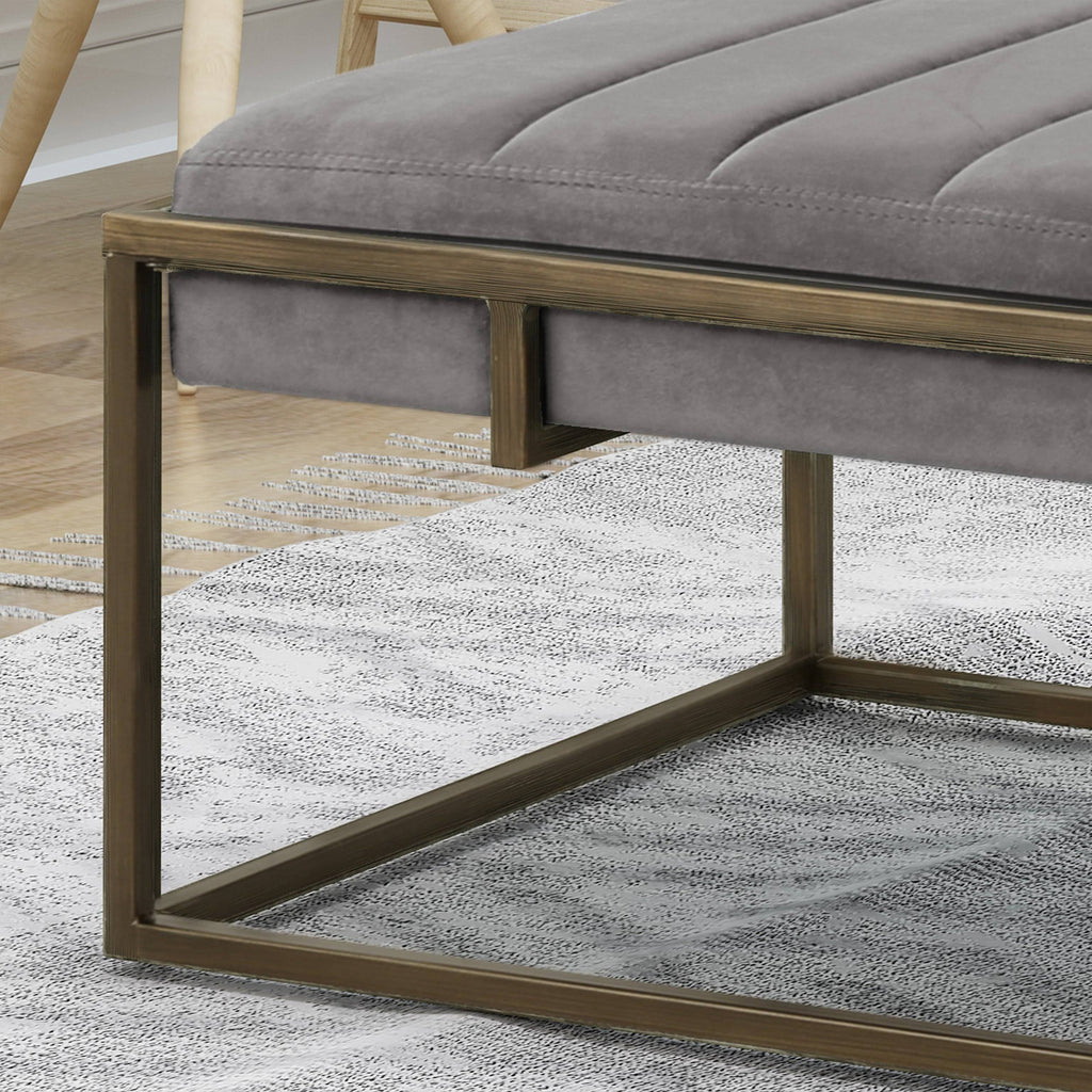 Navy Blue Velvet Ottoman Bench Q2087