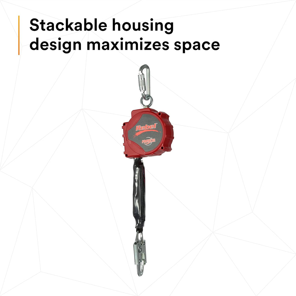20' Single Leg Self-Retracting Polyester Web Lifeline with Steel Snap Hook E6622