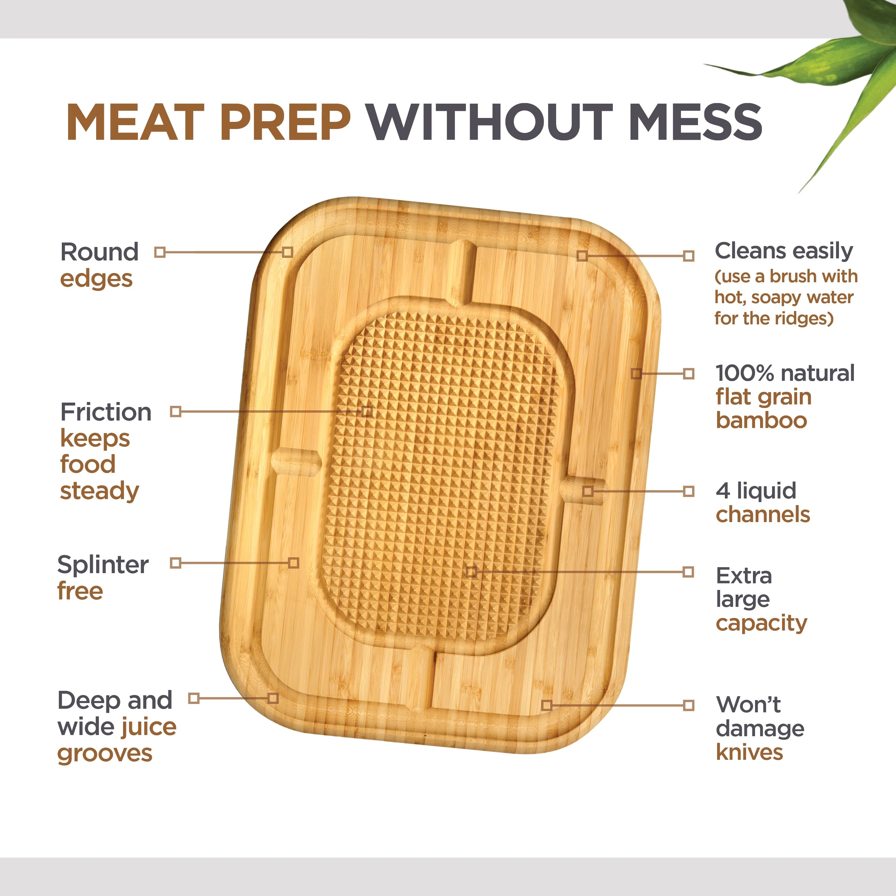 Bamboo Extra Large Cutting Board with Deep Juice Groove M6812