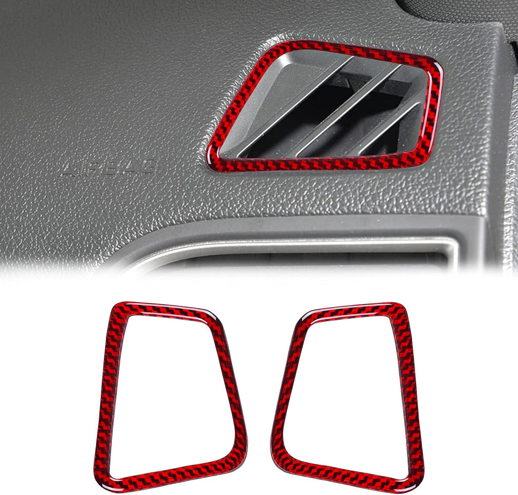 Carbon Fiber Interior Dashboard Air Vent Trims Decoration Sticker (Red) Pack of 2 P507921